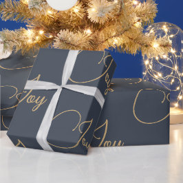 Custom Christmas Holiday Blue Gold Joy Geschenk Geschenkpapier