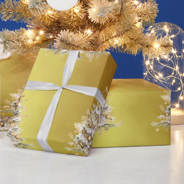 Custom Christmas Holiday Gold Tree Geschenk Geschenkpapier (Feiertage)