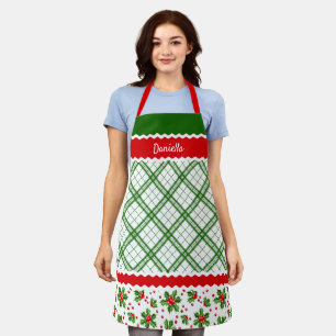 Custom Christmas Holiday Red Berries Green Holly Schürze