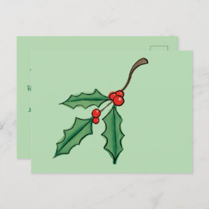 Custom Christmas Holly Postcards Postkarte