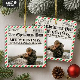 Custom Christmas Hunter Gift Newspaper Outdoorsman Keramikornament