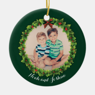 Custom Christmas Kranz Foto Niedlich Personalisier Keramik Ornament