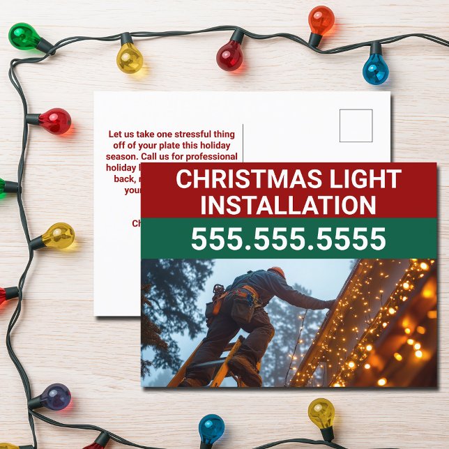 Custom Christmas Light Installation Company Postkarte (Von Creator hochgeladen)