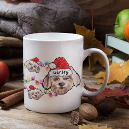 Custom Christmas Maltese Head Weihnachtsmannmütze  Kaffeetasse