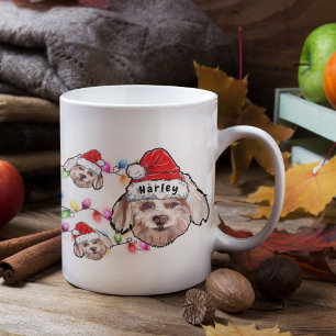 Custom Christmas Maltese Head Weihnachtsmannmütze  Kaffeetasse