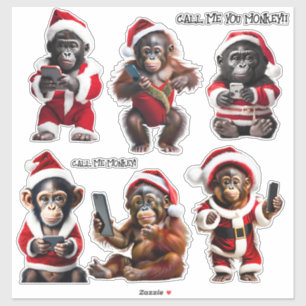Custom Christmas Monkey Primat Ape Funny Call Aufkleber