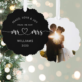 Custom Christmas Mr. und Mrs. Classic Foto Ornament Karte