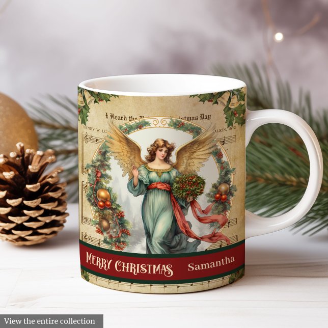 Custom Christmas Mug Vintage Angel Holiday Accent Kaffeetasse (Custom Christmas Mug Vintage Angel Holiday Accent)