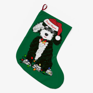 Custom Christmas Naughty Bernedoodle Holiday Dog Großer Weihnachtsstrumpf