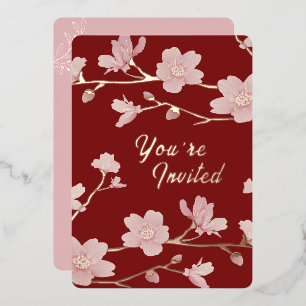 Custom Christmas New Year Floral Foil Einladung