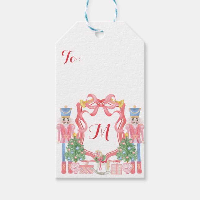 Custom Christmas Nutcracker Gift Tag mit Monogram Geschenkanhänger (Vorderseite)