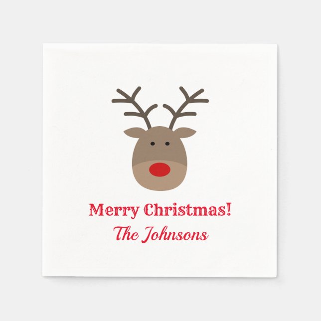 Custom Christmas party napkins with cute reindeer Serviette (Vorderseite)