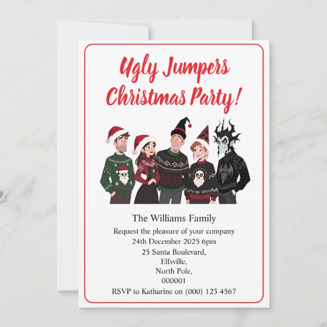 Custom Christmas Party Ugly Jumper Xmas Einladung (Vorderseite)