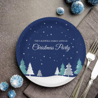 Custom Christmas Party Winter Trees Blue
