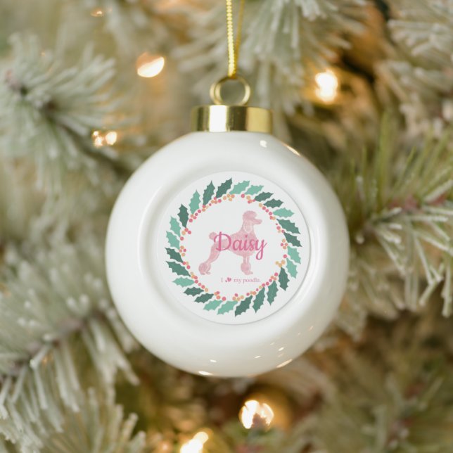 Custom Christmas Pastel Pink Poodle Ornament (Baum)