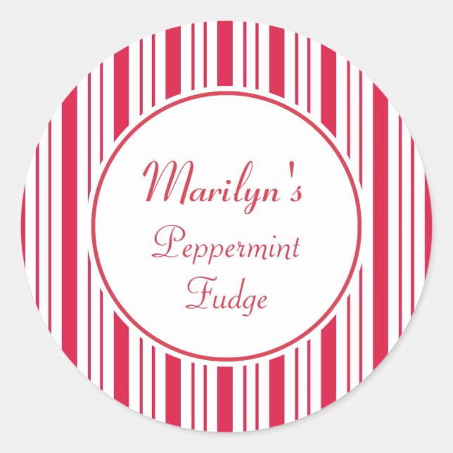 Custom Christmas Peppermint Geschenkaufkleber Runder Aufkleber (Vorderseite)