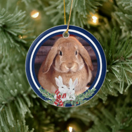 Custom Christmas Pet Bunny Rabbit Foto Jahr Name Keramik Ornament