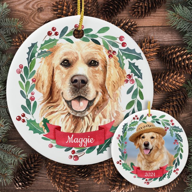 Custom Christmas Pet Hund Foto Golden Retriever Keramik Ornament (Von Creator hochgeladen)