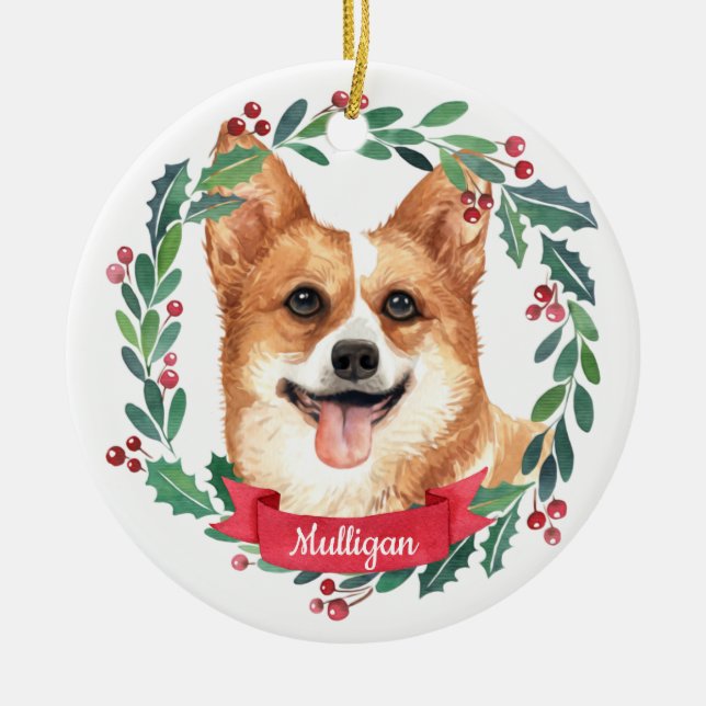 Custom Christmas Pet Hund Foto Welsh Corgi Keramik Ornament (Vorne)