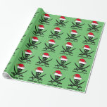 Custom Christmas Pirate Santa Geschenkpapier<br><div class="desc">Coole Weihnachtsverpackung mit einem grünen Urlaubsmuster eines Schädels mit einem roten Hut des Weihnachtsmanns. Ich mag diese niedliche Xmas Skelettverpackung.</div>