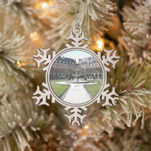 Custom Christmas Place des Vosges Paris Schneeflocken Zinn-Ornament