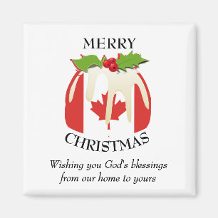 Custom Christmas Pudding Patriotic CANADA FLAG Magnet