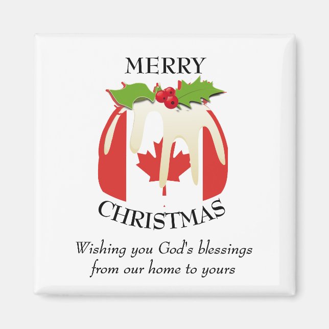 Custom Christmas Pudding Patriotic CANADA FLAG Magnet (Vorne)