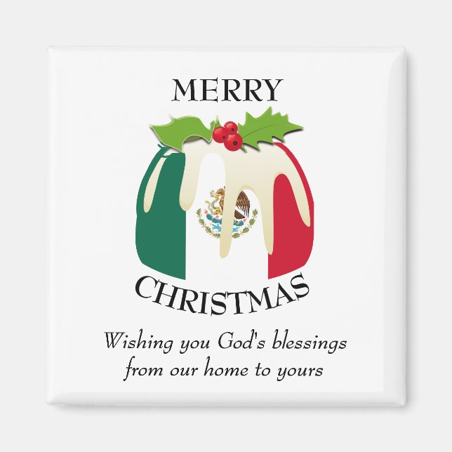 Custom Christmas Pudding Patriotic MEXICO FLAG Magnet (Vorne)
