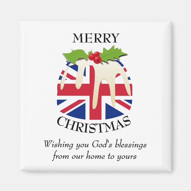 Custom Christmas Pudding Patriotic UNION JACK Magnet (Vorne)