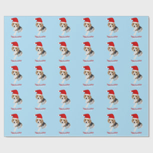 CUSTOM CHRISTMAS PUPPING WEIHNACHTSMANNMÜTZE BEAGL GESCHENKPAPIER