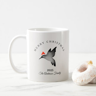 Custom Christmas red gray santa hummingbird Kaffeetasse