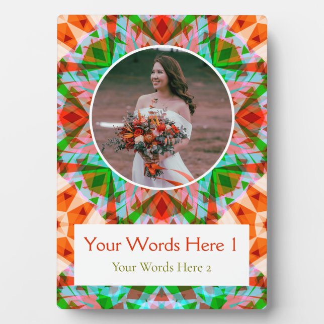 Custom Christmas Red Green Star Wedding Newlyweds Fotoplatte (Vorderseite)