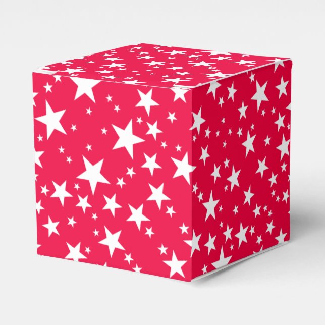 Custom Christmas Red White Stars Elegante Geschenkschachtel (Vorderseite)