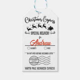 Custom Christmas, Reindeer Express Naughy oder Nic Geschenkanhänger