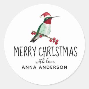 Custom Christmas Ruby-throated Hummingbird Runder Aufkleber