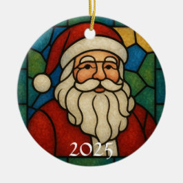 Custom Christmas Santa Art Deco Stained Glass Keramik Ornament