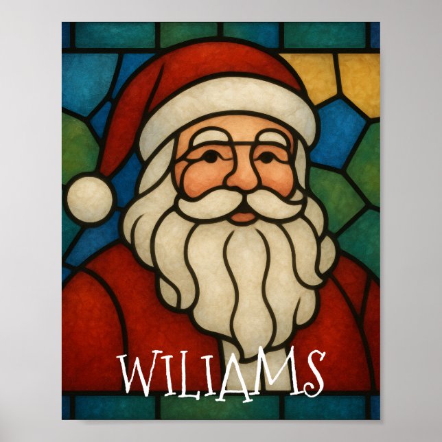 Custom Christmas Santa Art Deco Stained Glass Poster (Vorne)