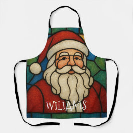 Custom Christmas Santa Art Deco Stained Glass Schürze
