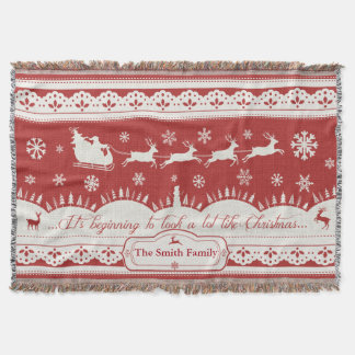 Custom Christmas Santa Sleigh Throw Blanket Decke