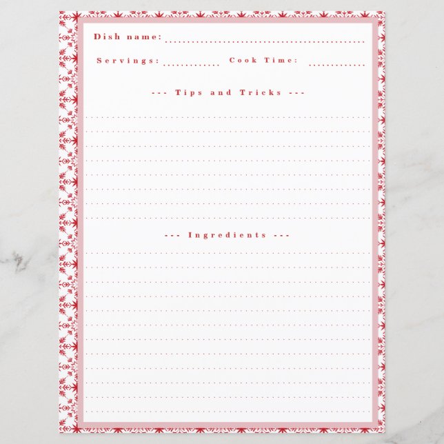 Custom Christmas Snowflake Rezept Card für Binder (Vorderseite)