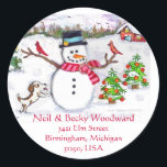 Custom Christmas Snowman Address Stickers<br><div class="desc">Ein niedliches und festliches Weihnachtsdesign,  das Sie mit Ihrem eigenen Text anpassen können. Matching Cards & Postage sind verfügbar. Jamie Wogan Edwards.</div>