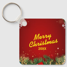 Custom Christmas Square Metal Keychain Schlüsselanhänger