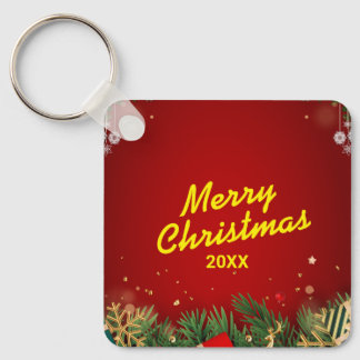 Custom Christmas Square Metal Keychain Schlüsselanhänger