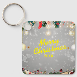 Custom Christmas Square Metal Keychain Schlüsselanhänger