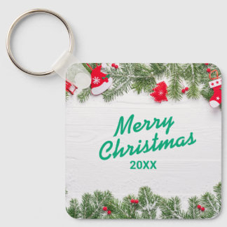 Custom Christmas Square Metal Keychain Schlüsselanhänger
