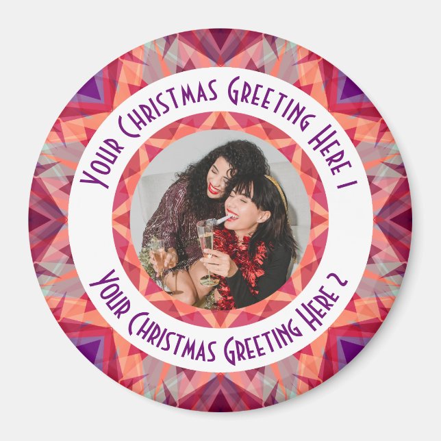 Custom Christmas Star Fun Jolly Red Foto Gruß Magnet (Vorne)