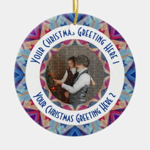 Custom Christmas Star Jolly Blue Foto Gruß Keramik Ornament