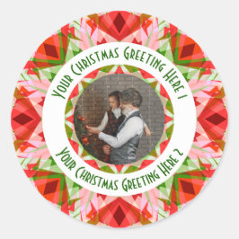 Custom Christmas Star Jolly Red Fun Foto Gruß Runder Aufkleber