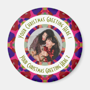 Custom Christmas Star Modernes Pink Foto Gruß Magnet