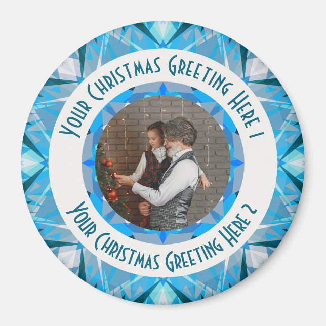 Custom Christmas Star Winter Blue Foto Gruß Magnet (Vorne)